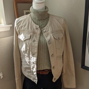 GAP Collarless Beige Denim Jacket